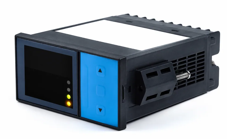 panel mount load cell force indicator black vented case blue three button strip dual display